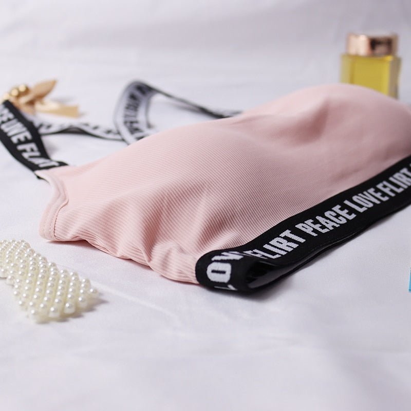 Female Letter Sports Bras Push Up Tube Top Fitness Running Yoga Bra Sport Tops For Women Gym Wear Solid Underwear Sportswear - Yallafit