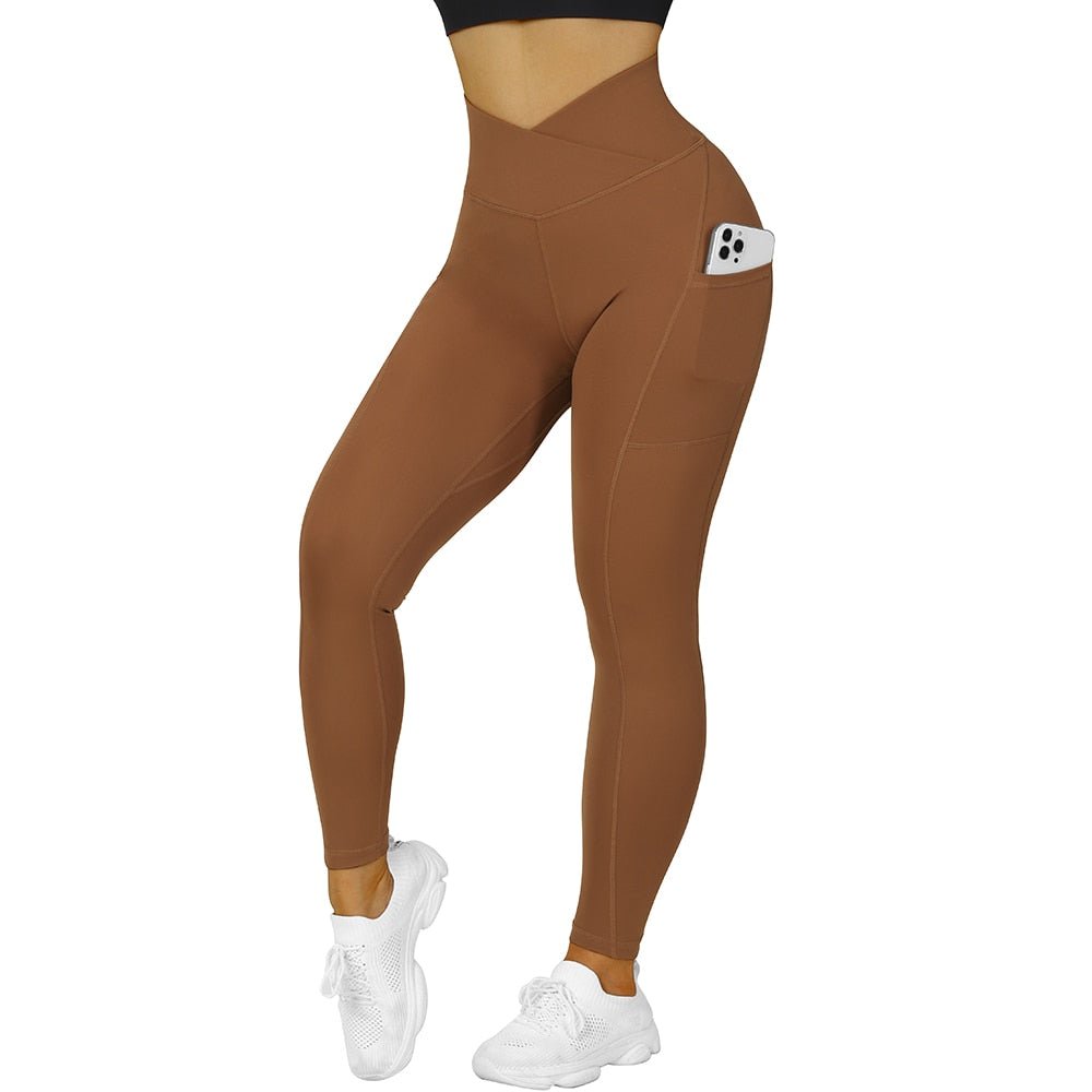 Fitness Leggings Women Crossover Yoga Pants Mujer Scrunch Butt Legging Workout Booty Leggings Gym Seamless Yoga Leggings Women - Yallafit