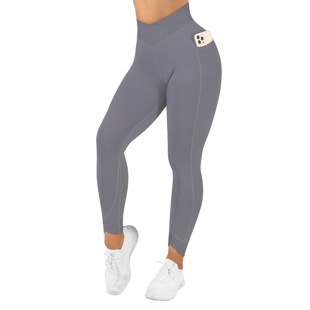 Fitness Leggings Women Crossover Yoga Pants Mujer Scrunch Butt Legging Workout Booty Leggings Gym Seamless Yoga Leggings Women - Yallafit