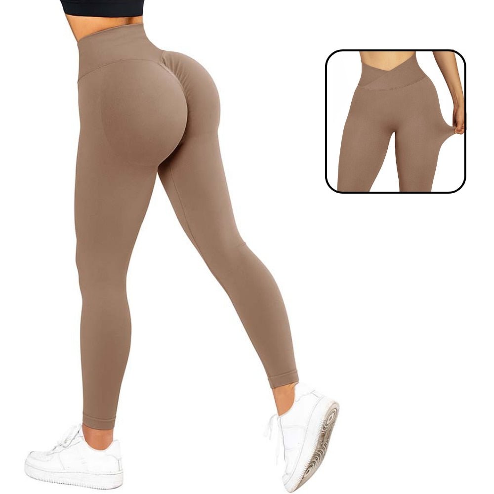 Fitness Leggings Women Crossover Yoga Pants Mujer Scrunch Butt Legging Workout Booty Leggings Gym Seamless Yoga Leggings Women - Yallafit