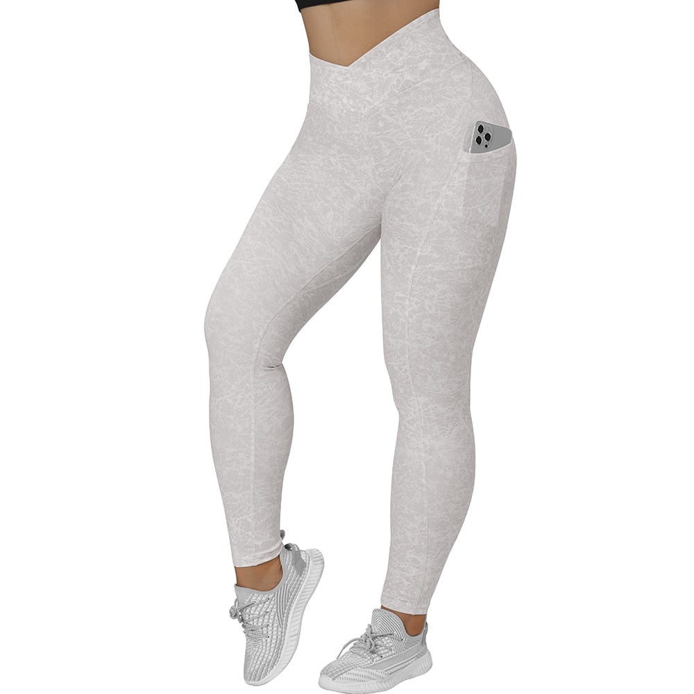 Fitness Leggings Women Crossover Yoga Pants Mujer Scrunch Butt Legging Workout Booty Leggings Gym Seamless Yoga Leggings Women - Yallafit