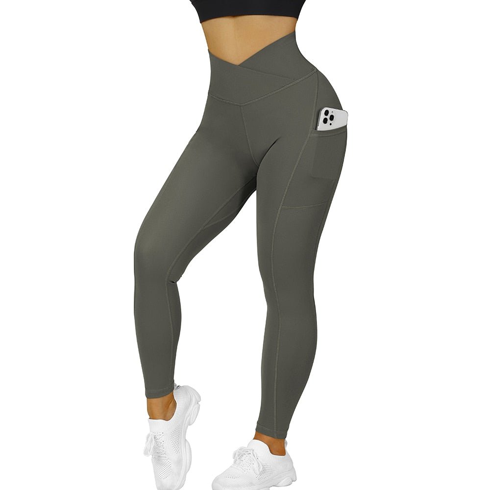 Fitness Leggings Women Crossover Yoga Pants Mujer Scrunch Butt Legging Workout Booty Leggings Gym Seamless Yoga Leggings Women - Yallafit
