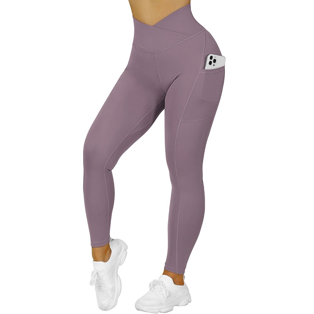 Fitness Leggings Women Crossover Yoga Pants Mujer Scrunch Butt Legging Workout Booty Leggings Gym Seamless Yoga Leggings Women - Yallafit