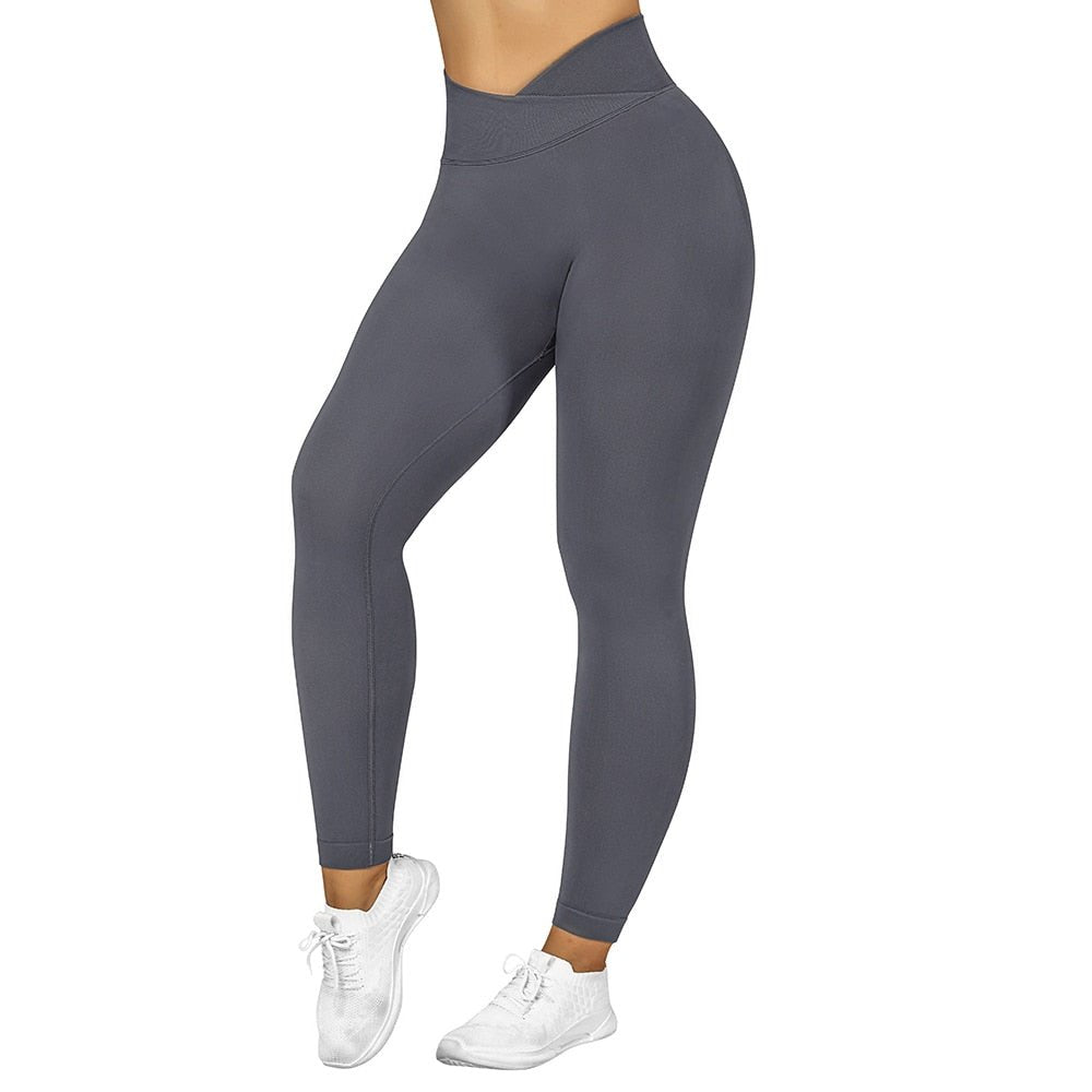 Fitness Leggings Women Crossover Yoga Pants Mujer Scrunch Butt Legging Workout Booty Leggings Gym Seamless Yoga Leggings Women - Yallafit