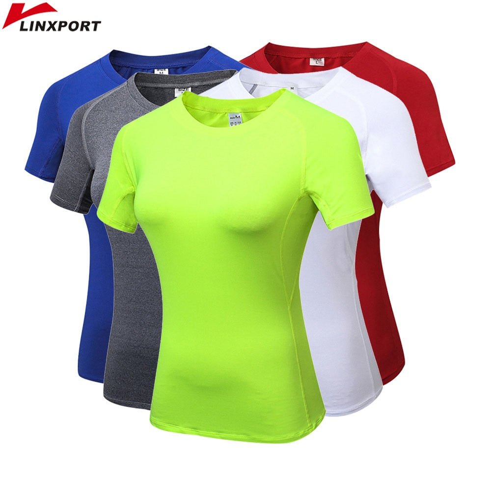 Fitness Women's Shirts Quick Drying T Shirt Elastic Yoga Sport Tights Gym Running Tops Short Sleeve Tees Blouses Jersey camisole - Yallafit