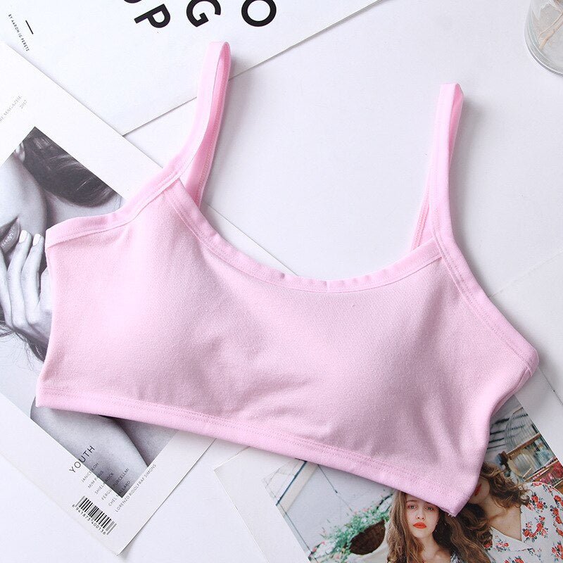 Girls Underwear Cotton Sport Training Bra Teenagers Girls Sling Small Vest Underwear Soft Breathable Teen Bras Puberty Clothing - Yallafit