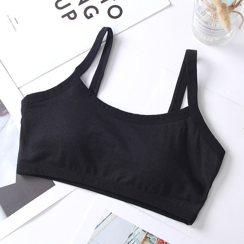 Girls Underwear Cotton Sport Training Bra Teenagers Girls Sling Small Vest Underwear Soft Breathable Teen Bras Puberty Clothing - Yallafit