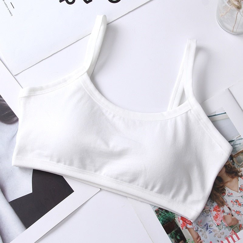 Girls Underwear Cotton Sport Training Bra Teenagers Girls Sling Small Vest Underwear Soft Breathable Teen Bras Puberty Clothing - Yallafit