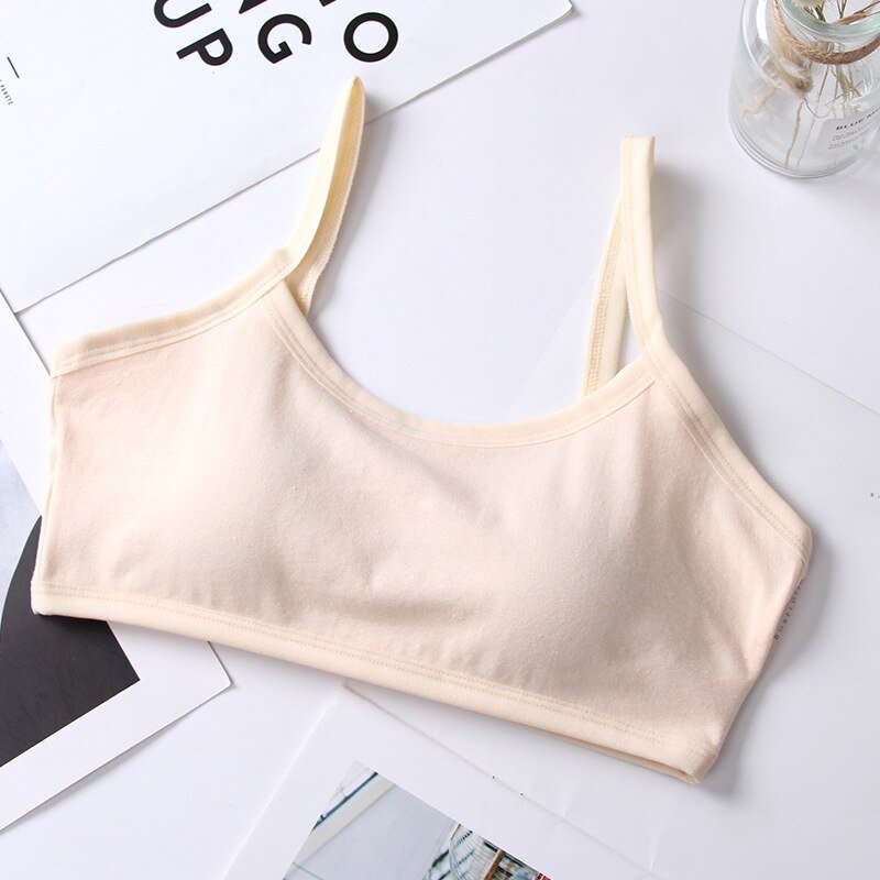 Girls Underwear Cotton Sport Training Bra Teenagers Girls Sling Small Vest Underwear Soft Breathable Teen Bras Puberty Clothing - Yallafit