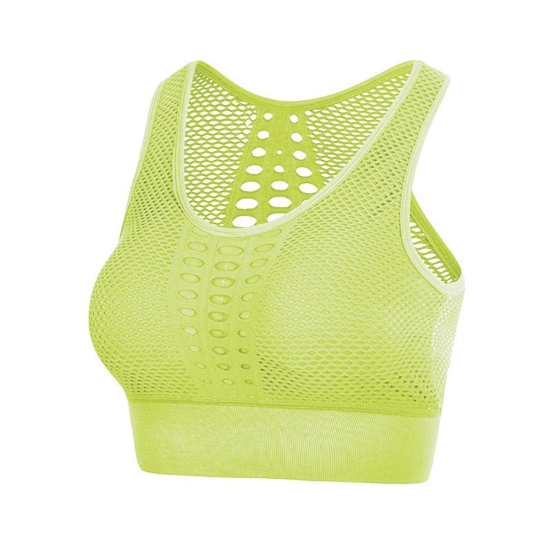 GUTASHYE Seamless Sports Bra Top Fitness Women Racerback Running Crop Tops Pink Workout Padded Yoga Bra High Impact Activewear - Yallafit