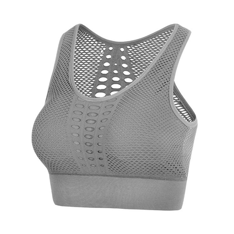 GUTASHYE Seamless Sports Bra Top Fitness Women Racerback Running Crop Tops Pink Workout Padded Yoga Bra High Impact Activewear - Yallafit