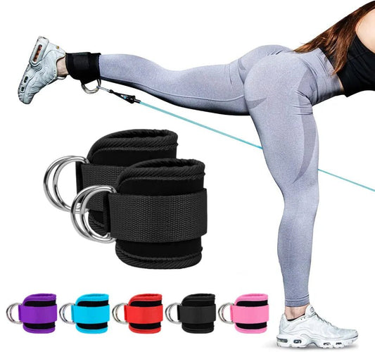 Gym Ankle Straps Double D-Ring Adjustable Neoprene Padded Cuffs Ankle Weight Leg Training Brace Support Sport Safety Abductors - Yallafit