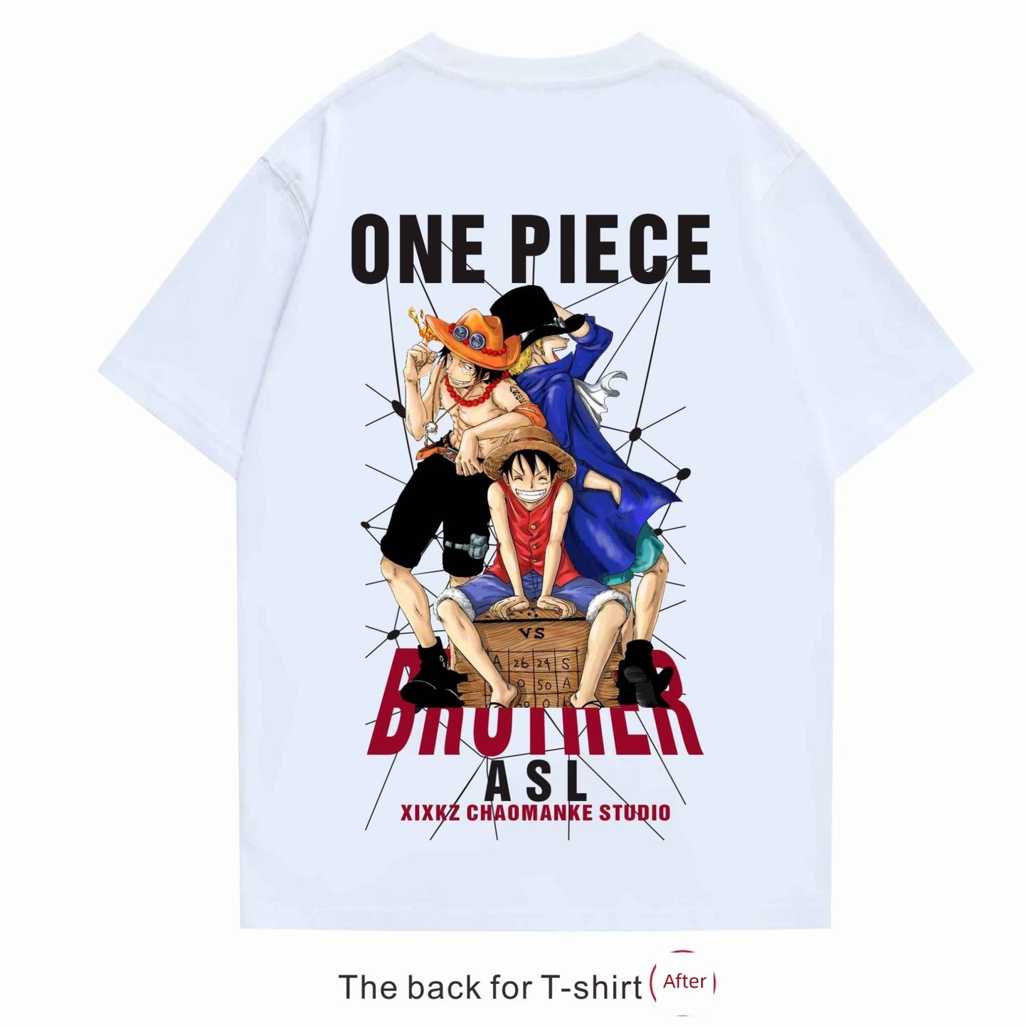 Heavy Cotton Japanese-Style Luffy Ace Short-Sleeved T-shirt - Yallafit