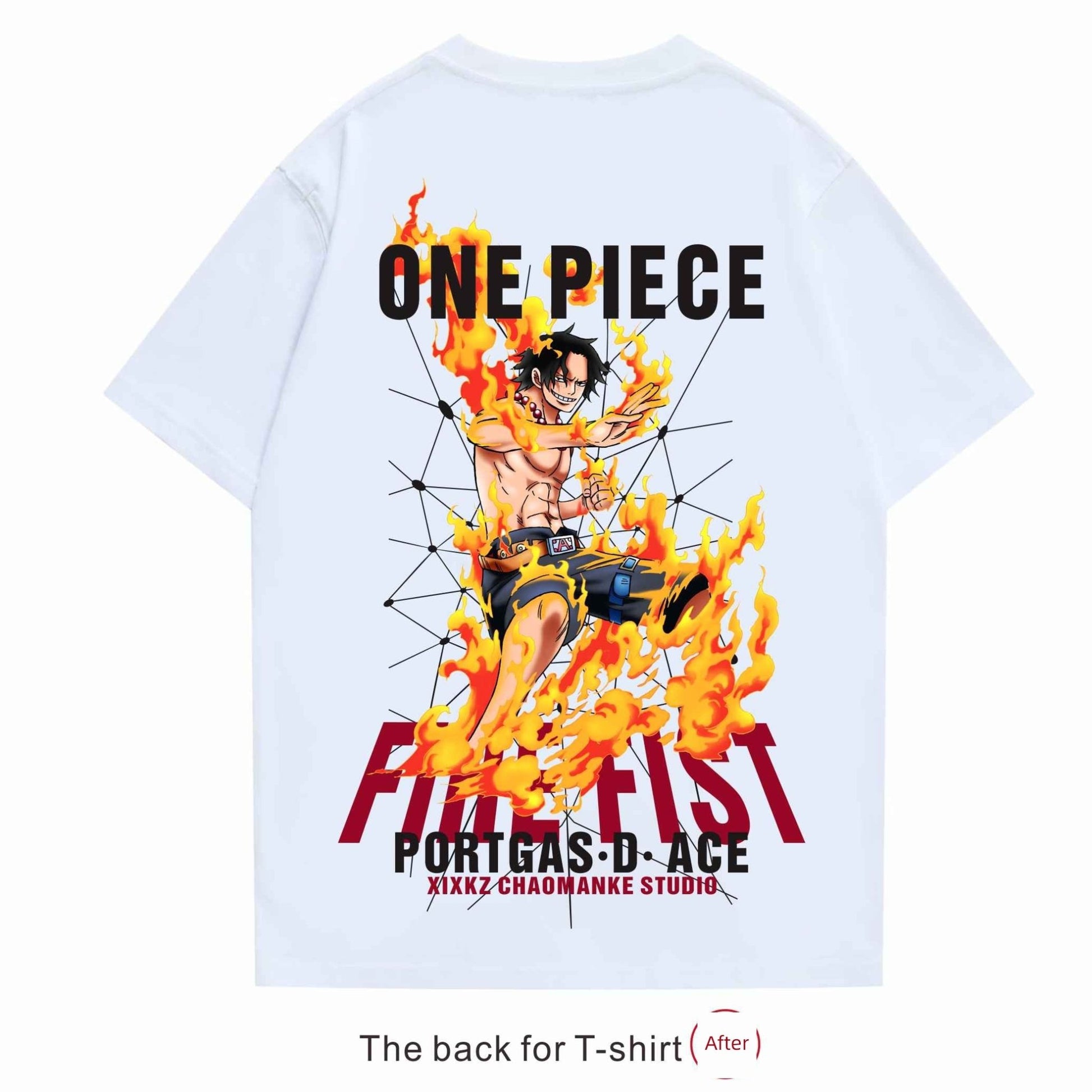 Heavy Cotton Japanese-Style Luffy Ace Short-Sleeved T-shirt - Yallafit