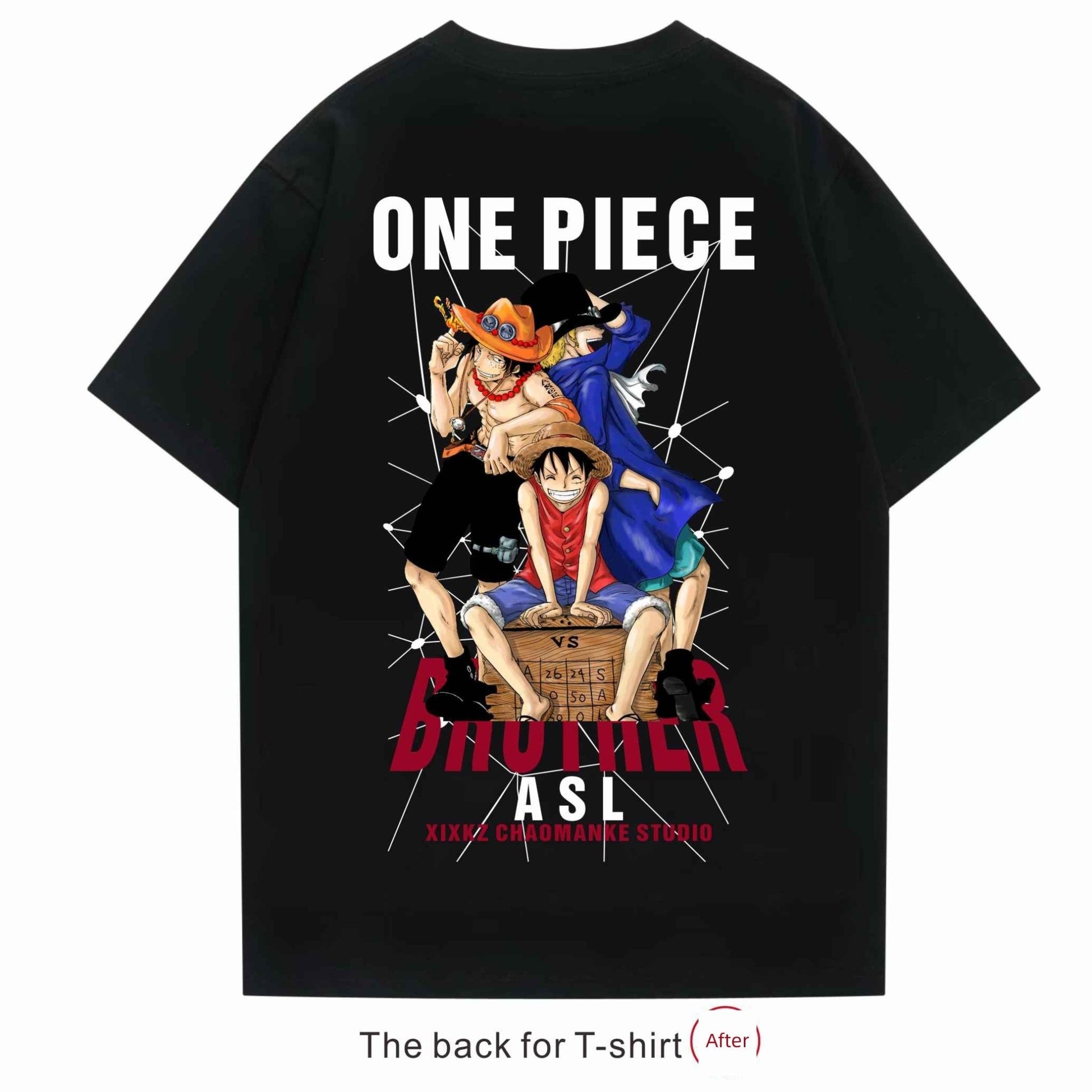 Heavy Cotton Japanese-Style Luffy Ace Short-Sleeved T-shirt - Yallafit