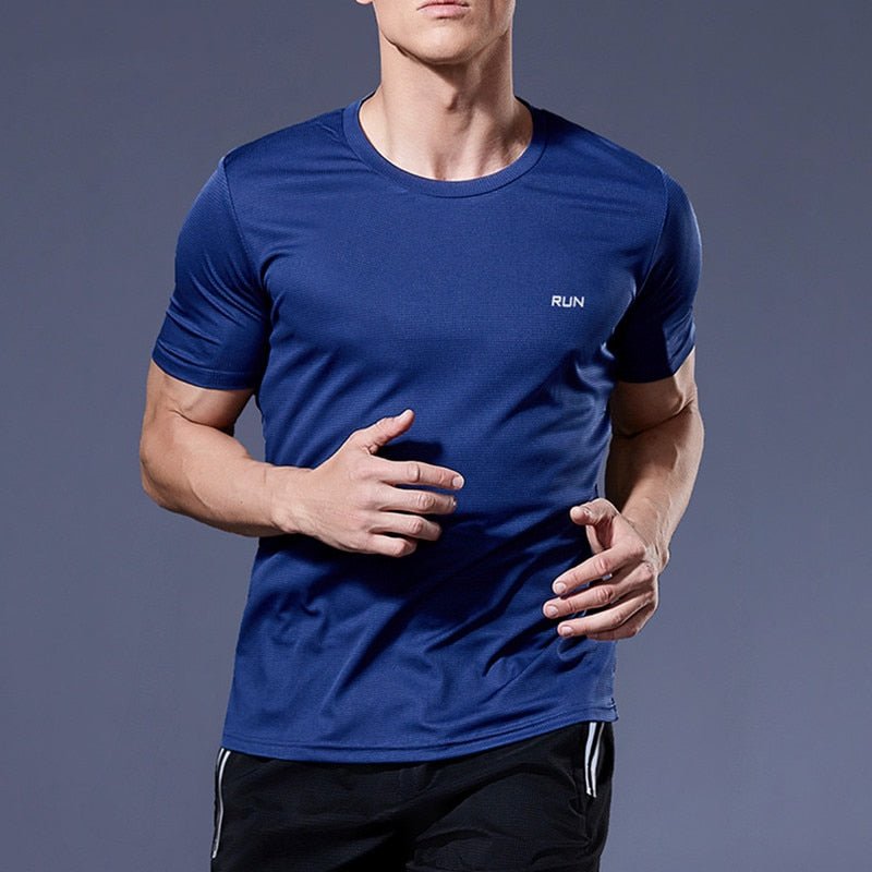 High Quality Polyester Men Running T Shirt Quick Dry Fitness Shirt Training Exercise Clothes Gym Sport Shirt Tops Lightweight - Yallafit