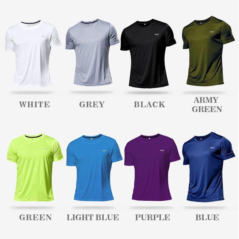 High Quality Polyester Men Running T Shirt Quick Dry Fitness Shirt Training Exercise Clothes Gym Sport Shirt Tops Lightweight - Yallafit