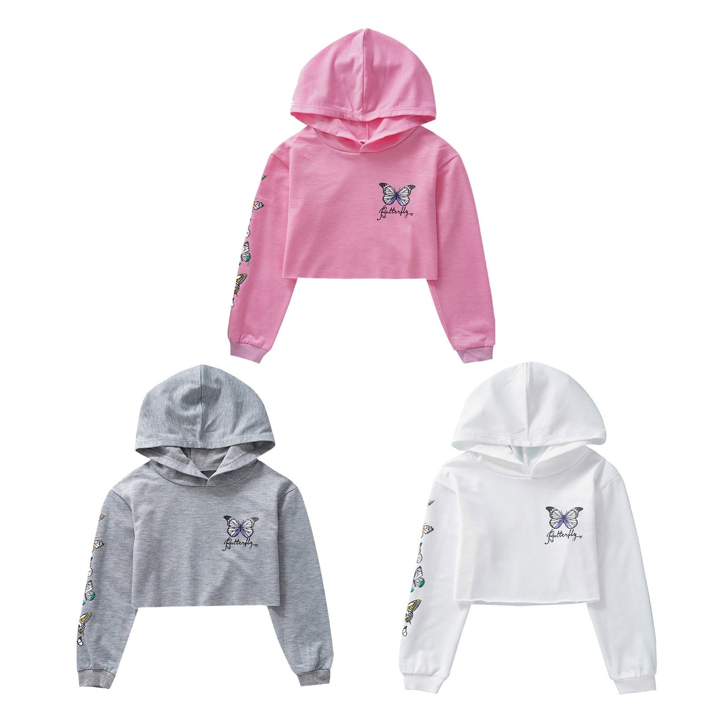 Hip Hop Girls Clothing Kids Hooded Sweatshirt Cotton Long Sleeves Cropped T-Shirts Tops Modern Jazz Dance Gym Workout Clothes - Yallafit