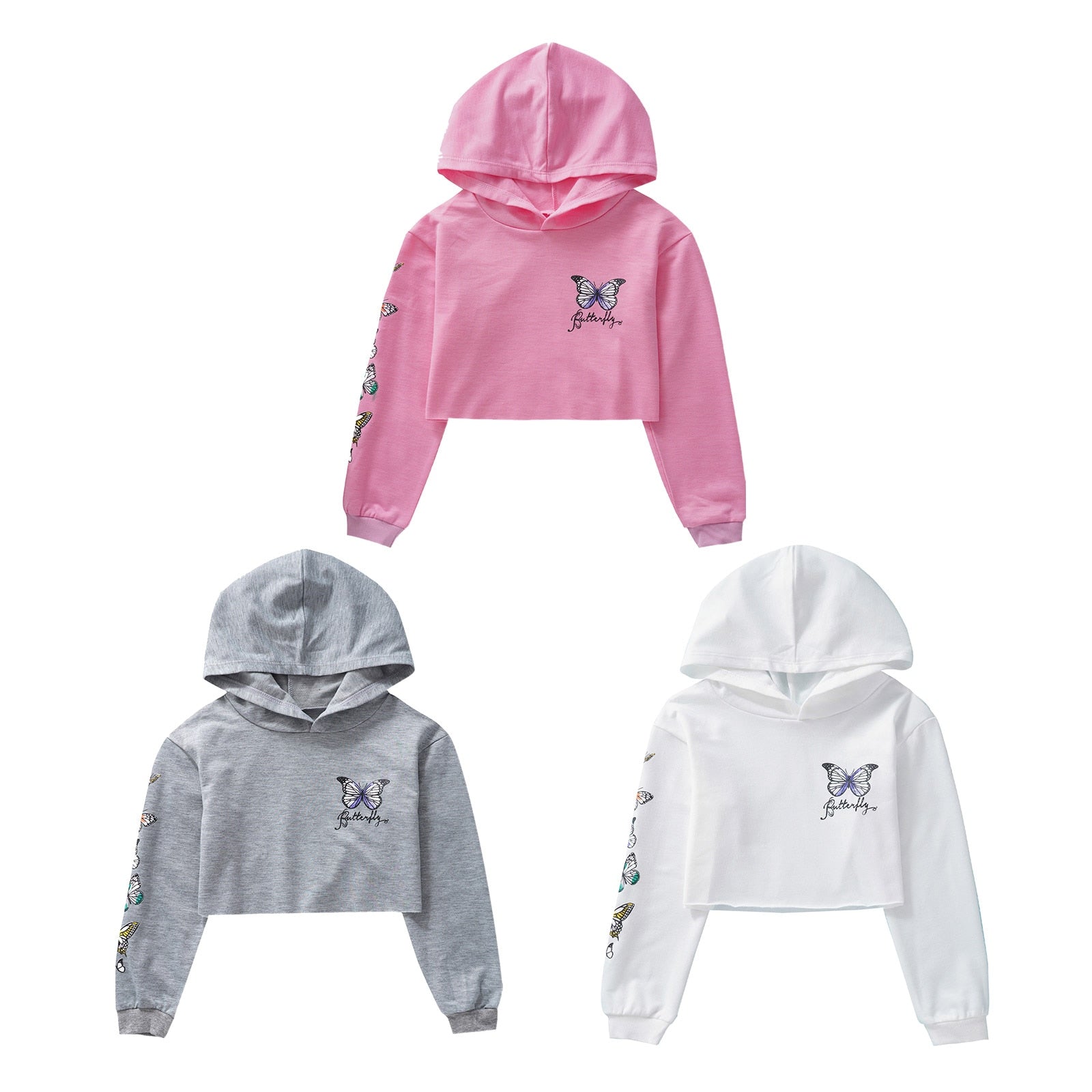 Hip Hop Girls Clothing Kids Hooded Sweatshirt Cotton Long Sleeves Cropped T-Shirts Tops Modern Jazz Dance Gym Workout Clothes - Yallafit