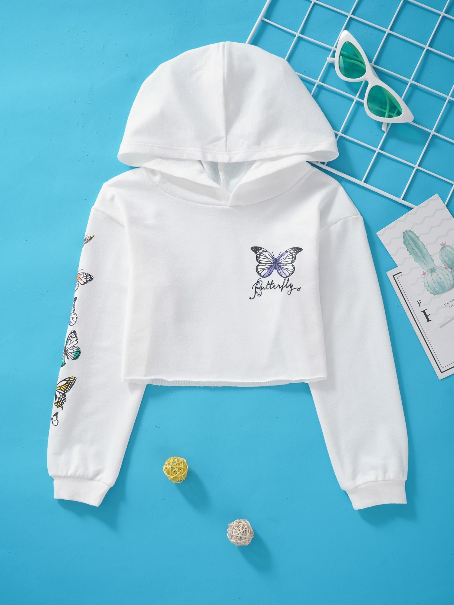 Hip Hop Girls Clothing Kids Hooded Sweatshirt Cotton Long Sleeves Cropped T-Shirts Tops Modern Jazz Dance Gym Workout Clothes - Yallafit