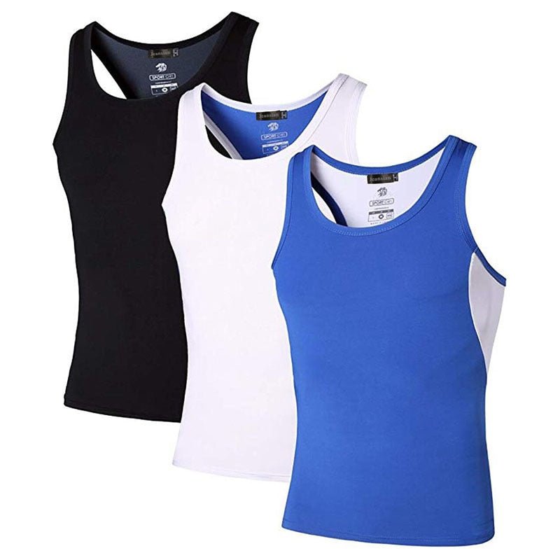 Jeansian 3 Pack Sport Tank Tops Tanktops Sleeveless Shirts Running Grym Workout Fitness LSL3306 PackA - Yallafit