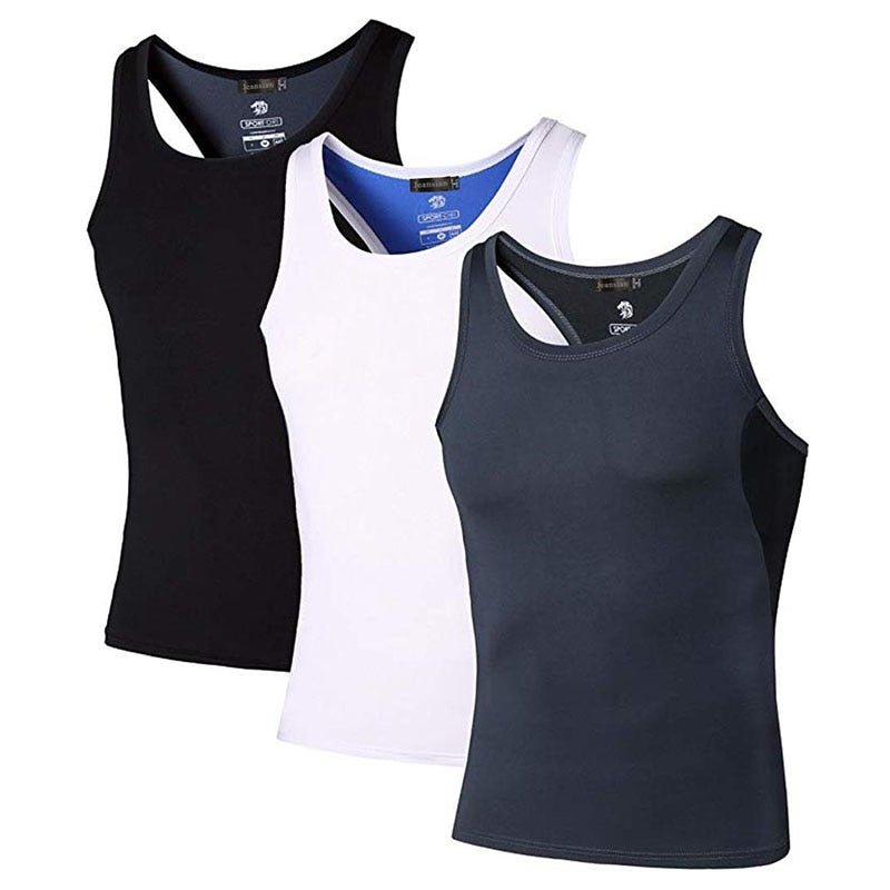 Jeansian 3 Pack Sport Tank Tops Tanktops Sleeveless Shirts Running Grym Workout Fitness LSL3306 PackA - Yallafit