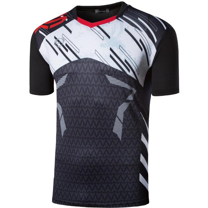 Jeansian Men's T-Shirt Tshirt Tee Shirt Sport Short Sleeve Dry Fit Running Fitness Workout LSL299 Black - Yallafit