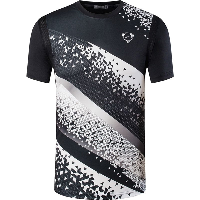 Jeansian Men's T-Shirt Tshirt Tee Shirt Sport Short Sleeve Dry Fit Running Fitness Workout LSL299 Black - Yallafit