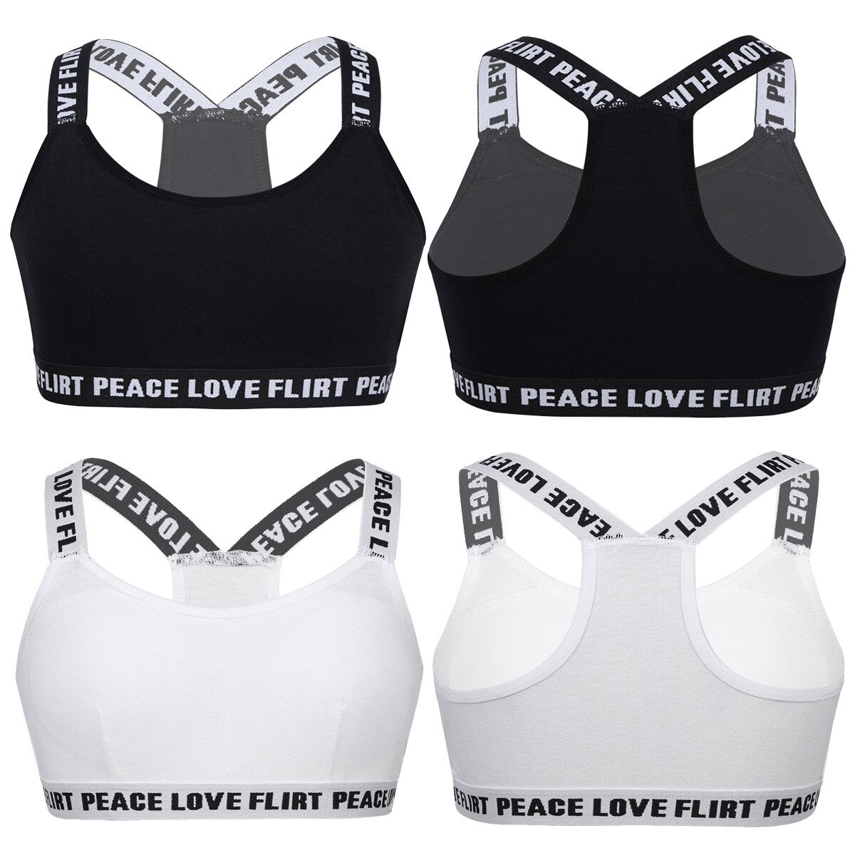 Kids Girls Summer Sport Bras Tops Tanks Vest Padded Cotton Shoulder Straps X-Shaped Back Training Bra Underwear Sport Undies - Yallafit