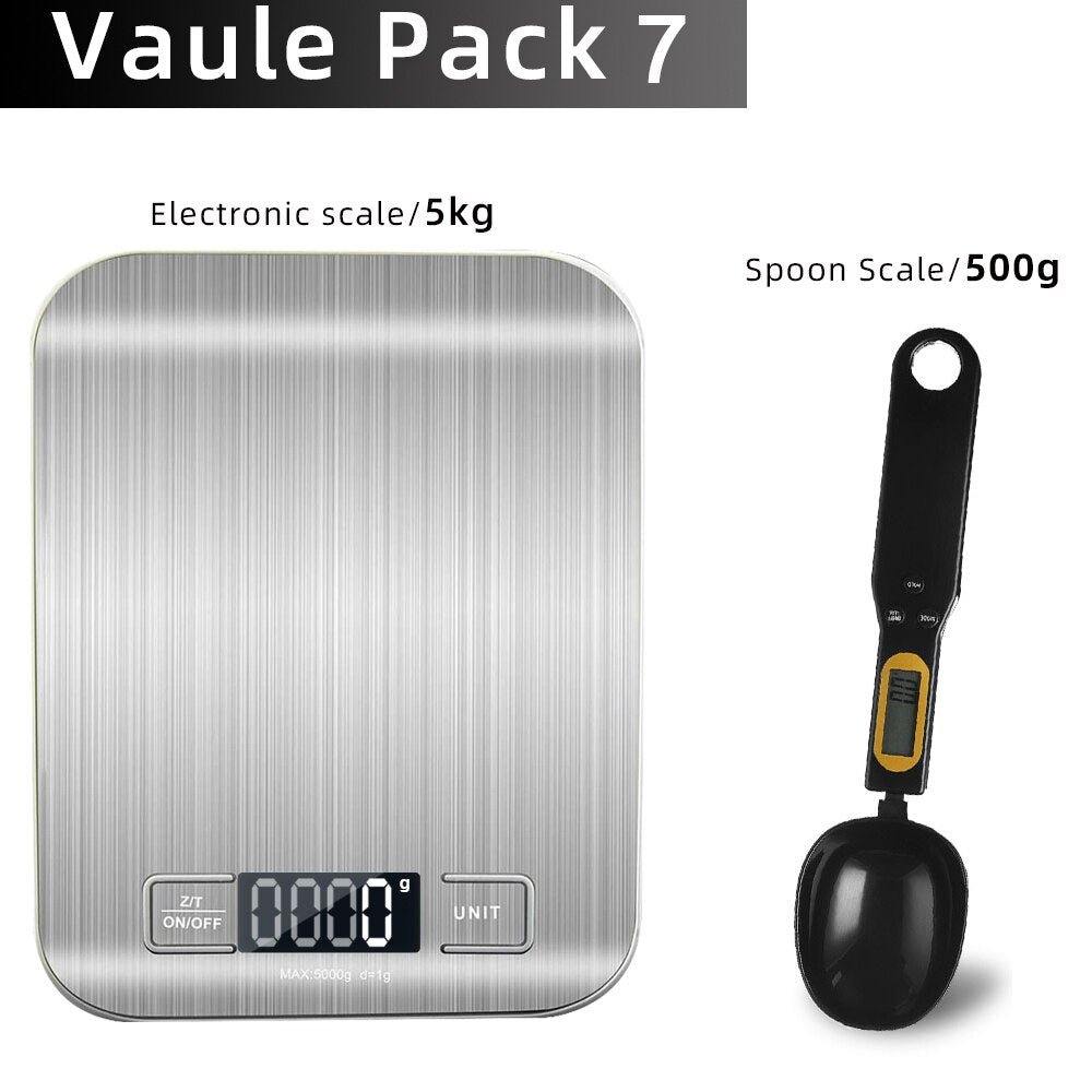Kitchen Scale Digital Multi-function Stainless Steel Weighing Scale with LCD Display 5KG Electronic Scales Measuring - Yallafit 0