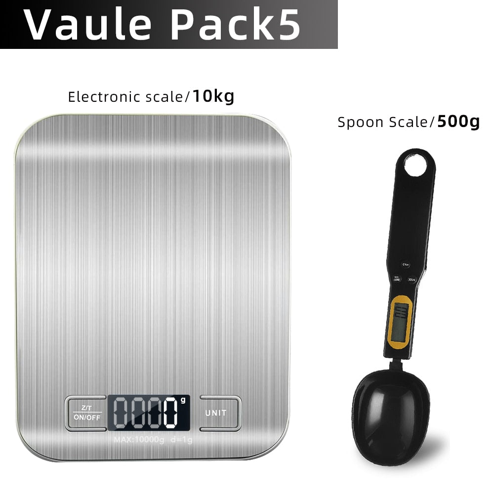 Kitchen Scale Digital Multi-function Stainless Steel Weighing Scale with LCD Display 5KG Electronic Scales Measuring - Yallafit 0