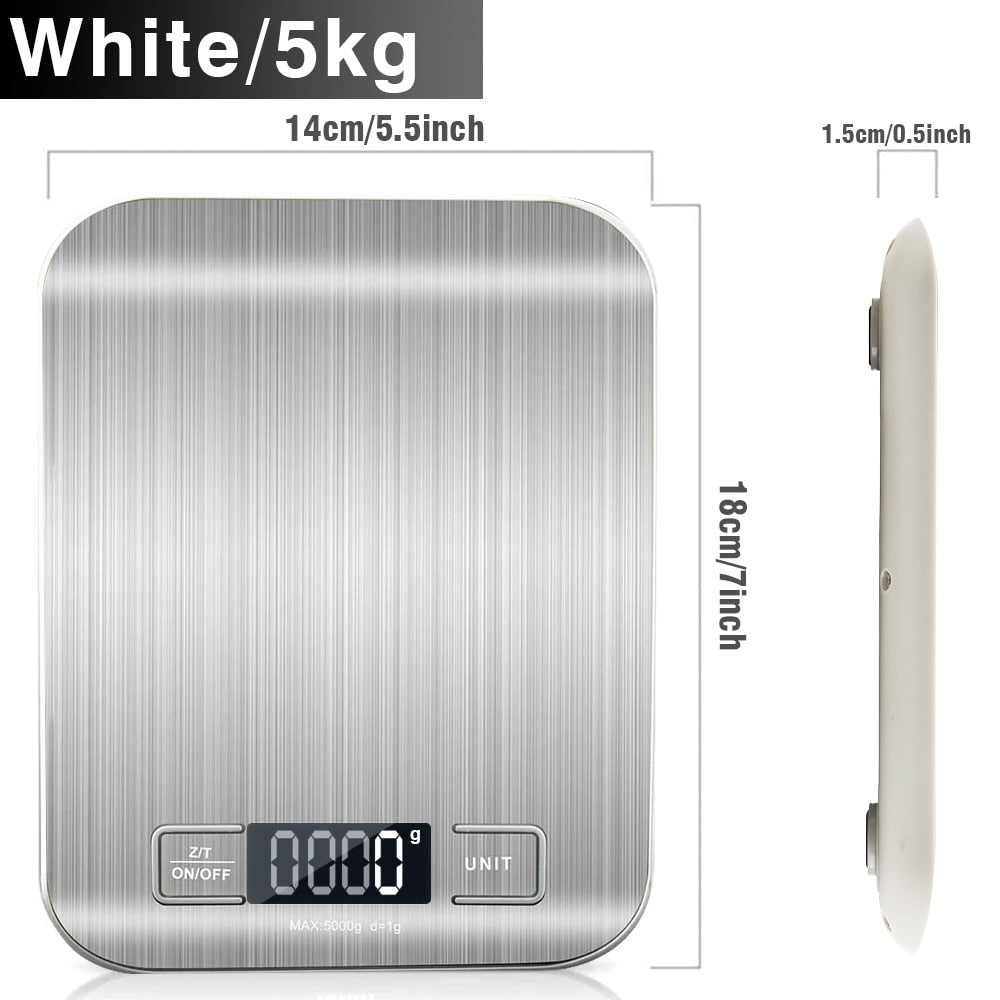 Kitchen Scale Digital Multi-function Stainless Steel Weighing Scale with LCD Display 5KG Electronic Scales Measuring - Yallafit 0