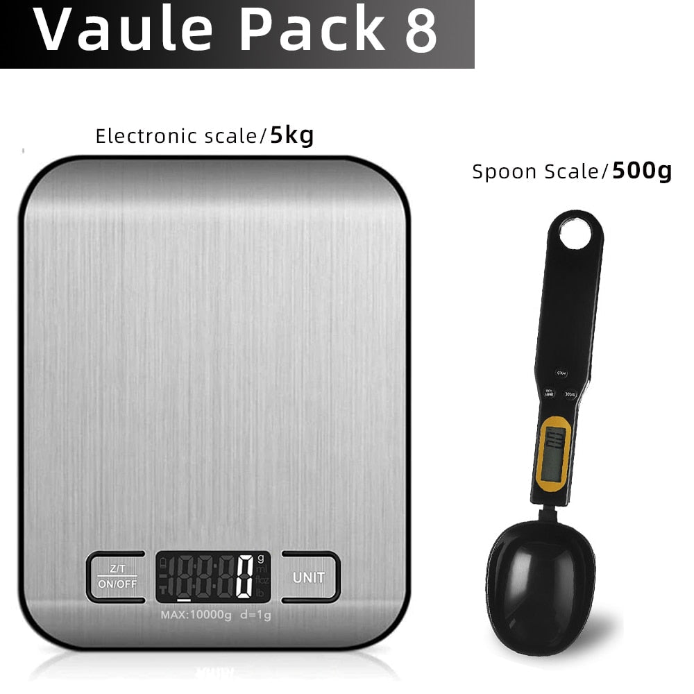 Kitchen Scale Digital Multi-function Stainless Steel Weighing Scale with LCD Display 5KG Electronic Scales Measuring - Yallafit 0