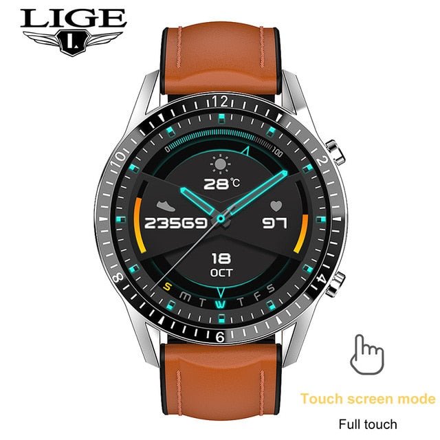 LIGE Fashion Full Circle Touch Screen Mens Smart Watch Waterproof Sport Fitness Watch Luxury Bluetooth Phone Smart Watch For Men - Yallafit 0