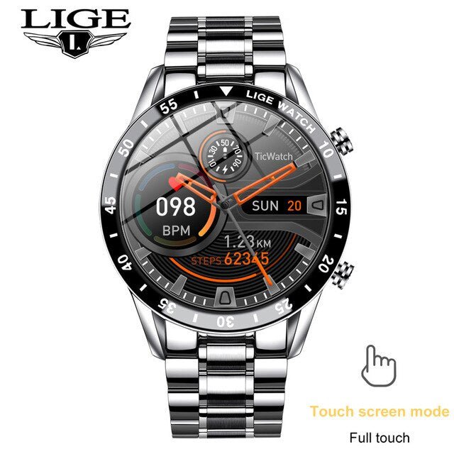 LIGE Fashion Full Circle Touch Screen Mens Smart Watch Waterproof Sport Fitness Watch Luxury Bluetooth Phone Smart Watch For Men - Yallafit 0
