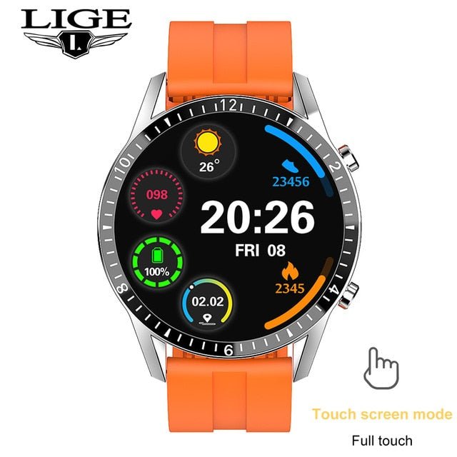 LIGE Fashion Full Circle Touch Screen Mens Smart Watch Waterproof Sport Fitness Watch Luxury Bluetooth Phone Smart Watch For Men - Yallafit 0