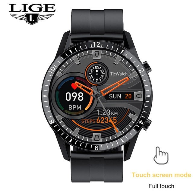 LIGE Fashion Full Circle Touch Screen Mens Smart Watch Waterproof Sport Fitness Watch Luxury Bluetooth Phone Smart Watch For Men - Yallafit 0