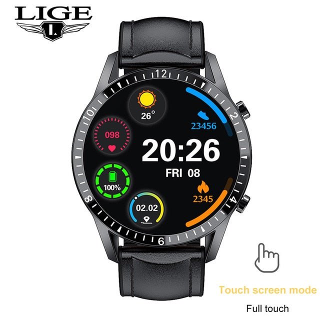 LIGE Fashion Full Circle Touch Screen Mens Smart Watch Waterproof Sport Fitness Watch Luxury Bluetooth Phone Smart Watch For Men - Yallafit 0