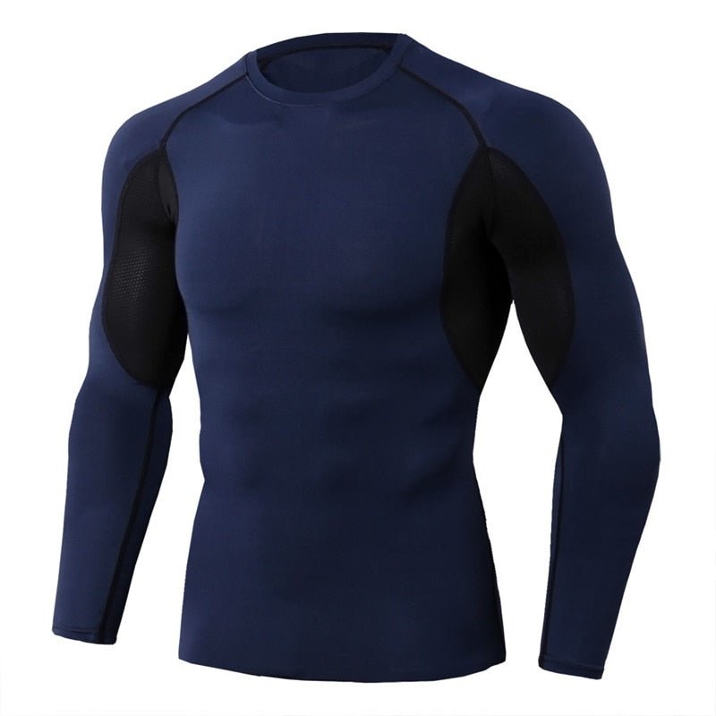 Men Bodybuilding Sport T-shirt Quick Dry Running Shirt Long Sleeve Compression Top Gym T Shirt Men Fitness Tight Rashgard - Yallafit
