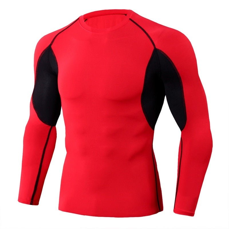 Men Bodybuilding Sport T-shirt Quick Dry Running Shirt Long Sleeve Compression Top Gym T Shirt Men Fitness Tight Rashgard - Yallafit