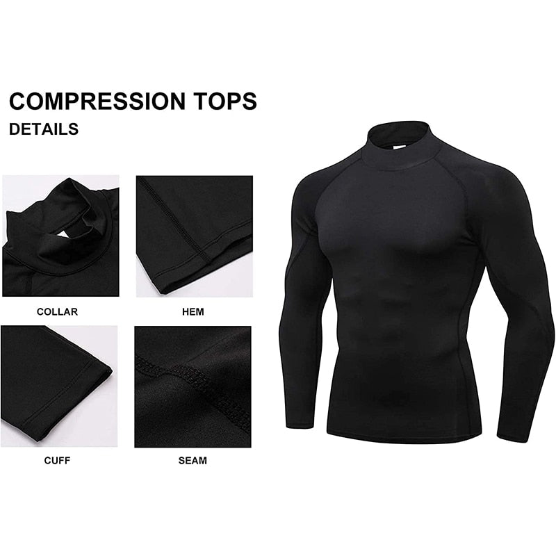 Men Bodybuilding Sport T-shirt Quick Dry Running Shirt Long Sleeve Compression Top Gym T Shirt Men Fitness Tight Rashgard - Yallafit