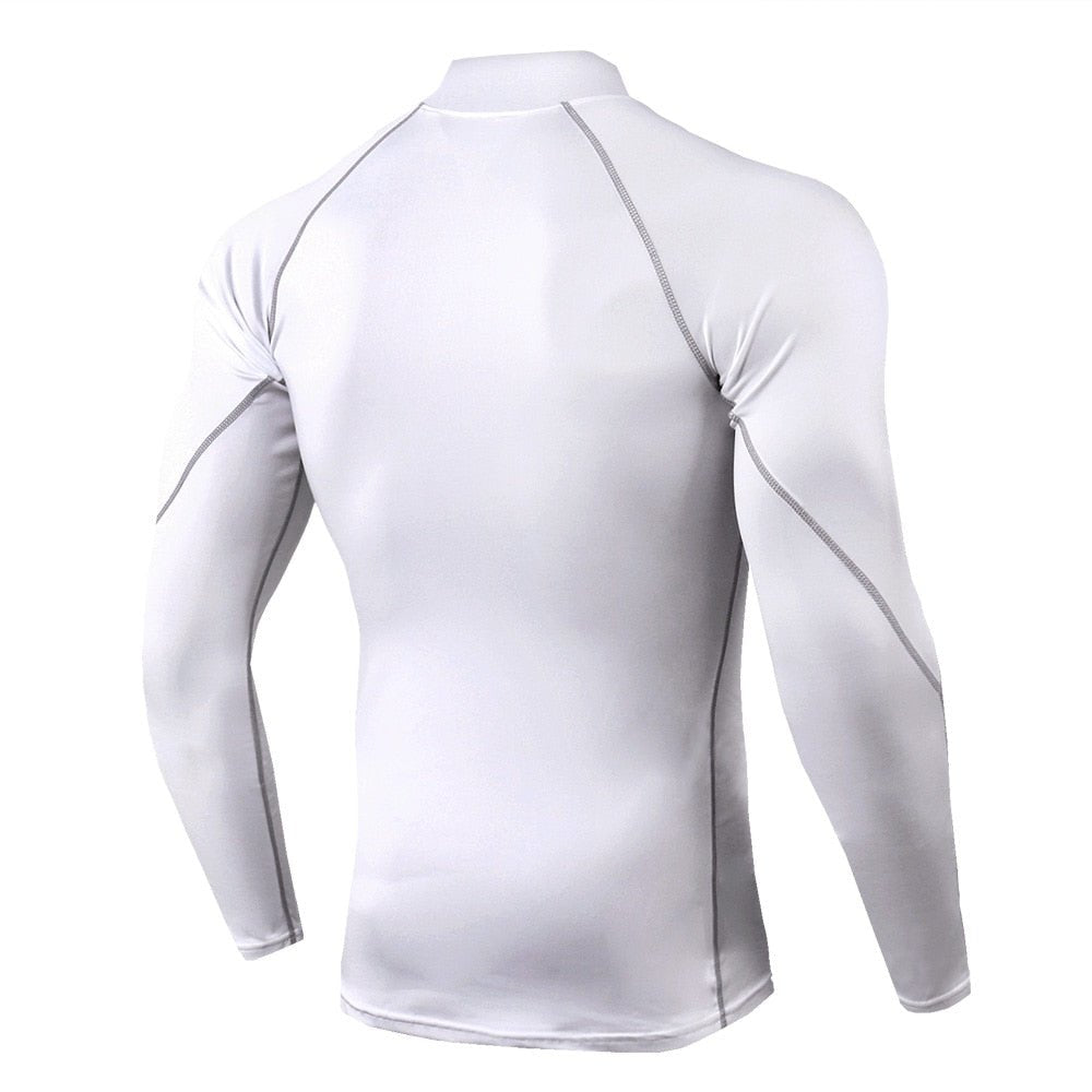 Men Bodybuilding Sport T-shirt Quick Dry Running Shirt Long Sleeve Compression Top Gym T Shirt Men Fitness Tight Rashgard - Yallafit