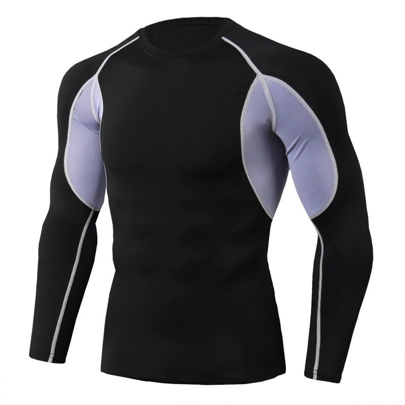 Men Bodybuilding Sport T-shirt Quick Dry Running Shirt Long Sleeve Compression Top Gym T Shirt Men Fitness Tight Rashgard - Yallafit
