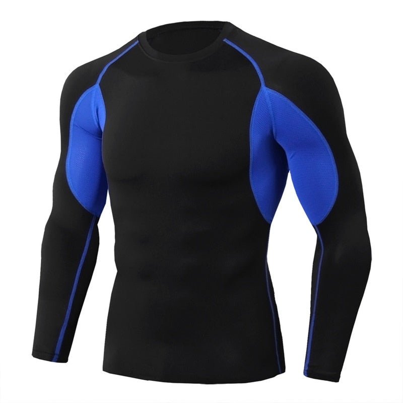 Men Bodybuilding Sport T-shirt Quick Dry Running Shirt Long Sleeve Compression Top Gym T Shirt Men Fitness Tight Rashgard - Yallafit