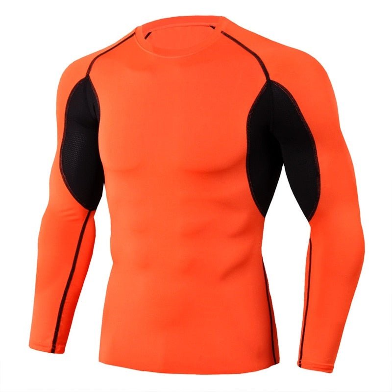 Men Bodybuilding Sport T-shirt Quick Dry Running Shirt Long Sleeve Compression Top Gym T Shirt Men Fitness Tight Rashgard - Yallafit
