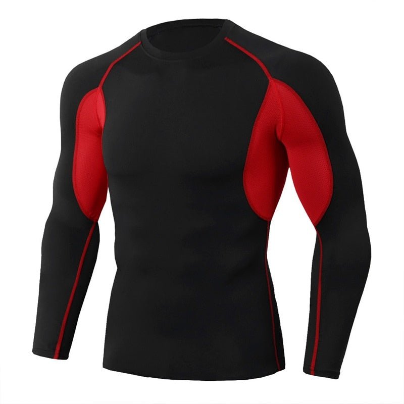 Men Bodybuilding Sport T-shirt Quick Dry Running Shirt Long Sleeve Compression Top Gym T Shirt Men Fitness Tight Rashgard - Yallafit