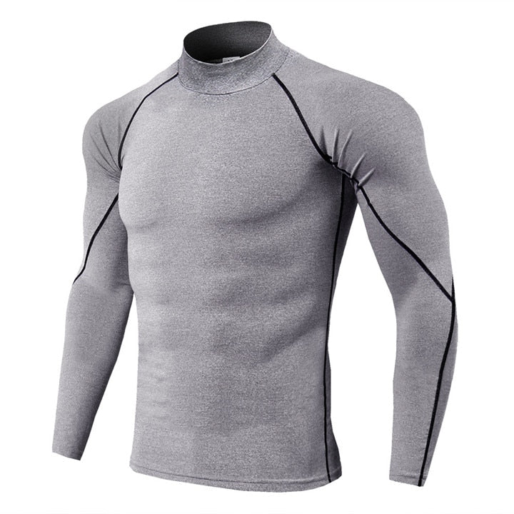 Men Bodybuilding Sport T-shirt Quick Dry Running Shirt Long Sleeve Compression Top Gym T Shirt Men Fitness Tight Rashgard - Yallafit