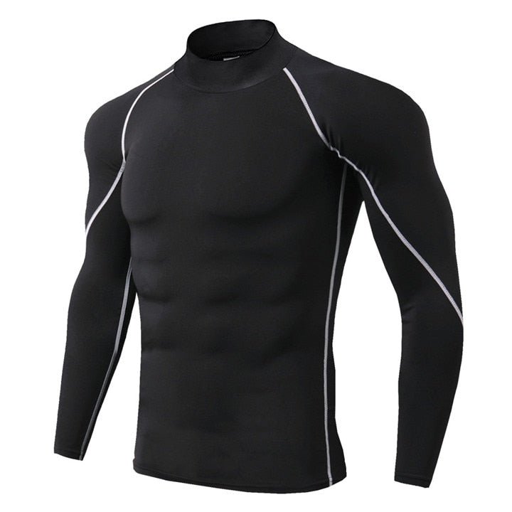 Men Bodybuilding Sport T-shirt Quick Dry Running Shirt Long Sleeve Compression Top Gym T Shirt Men Fitness Tight Rashgard - Yallafit