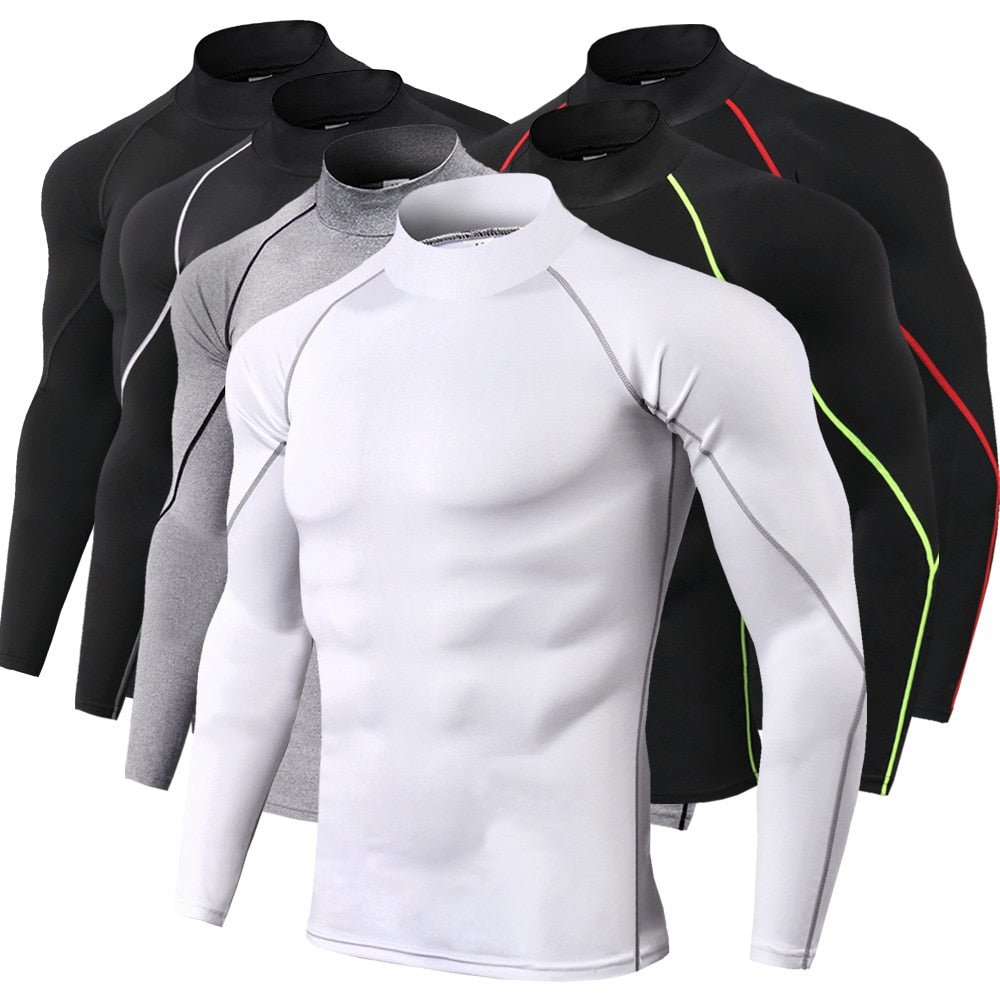 Men Bodybuilding Sport T-shirt Quick Dry Running Shirt Long Sleeve Compression Top Gym T Shirt Men Fitness Tight Rashgard - Yallafit