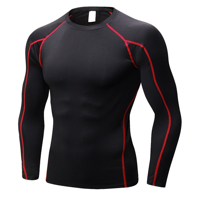 Men Bodybuilding Sport T-shirt Quick Dry Running Shirt Long Sleeve Compression Top Gym T Shirt Men Fitness Tight Rashgard - Yallafit